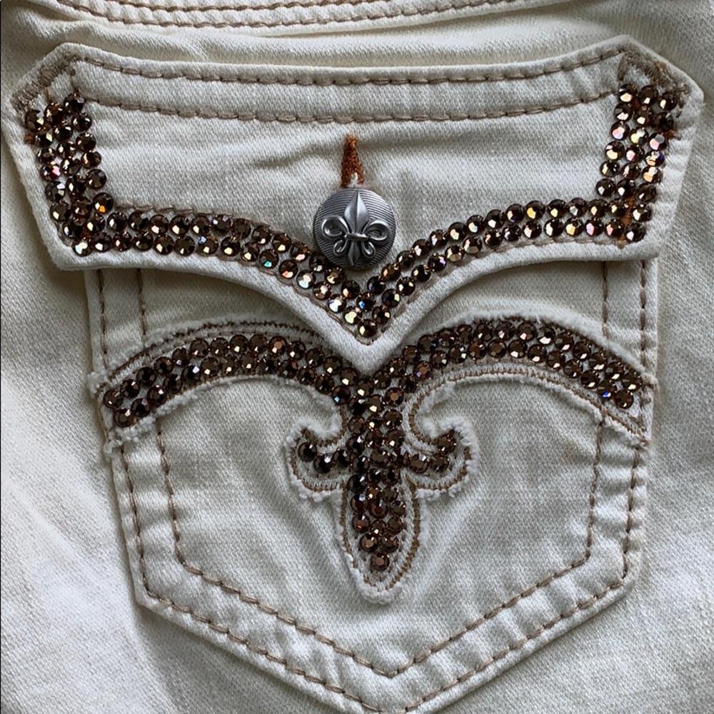 Rock Revival Cream “Debbie” Crystal Bootcut Jeans